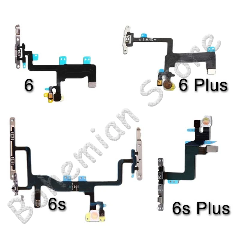 Шлейф питания для iPhone 6, 6s, 7, 8 Plus, 5C, 5, 5S, SE, 7G, 8G, 6G, кнопка отключения звука и Кнопки громкости, гибкий кабель питания с металлическими деталями