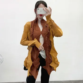 

LANMREM 2020 Winter New Women's Color Matching Diamond Pleated Windbreaker Loose Large Size Pleated Jacket PC238