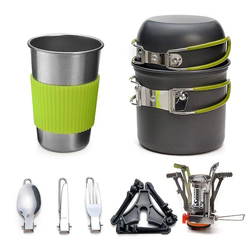 1Set Portable Gas Camping Stove Butane Propane Burner Outdoor Hiking Picnic Cookware portable camping set | Спорт и развлечения