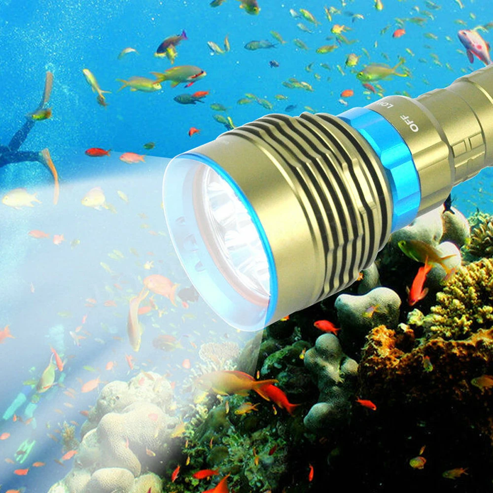 Lightingview 15000LM Underwater 200m Lantern 4* XPH70 LED Scuba Diving Flashlight Torch Powered by 26650 Battery