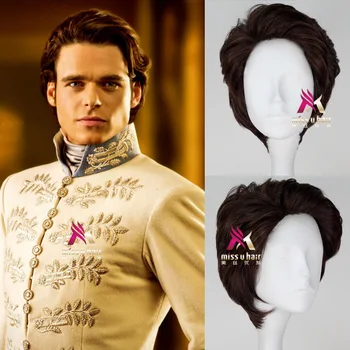 

Movie Prince Charming Kit Cosplay Wig Cinderella Short Brown Men's Synthetic Hair for Adult free shipping +wig cap