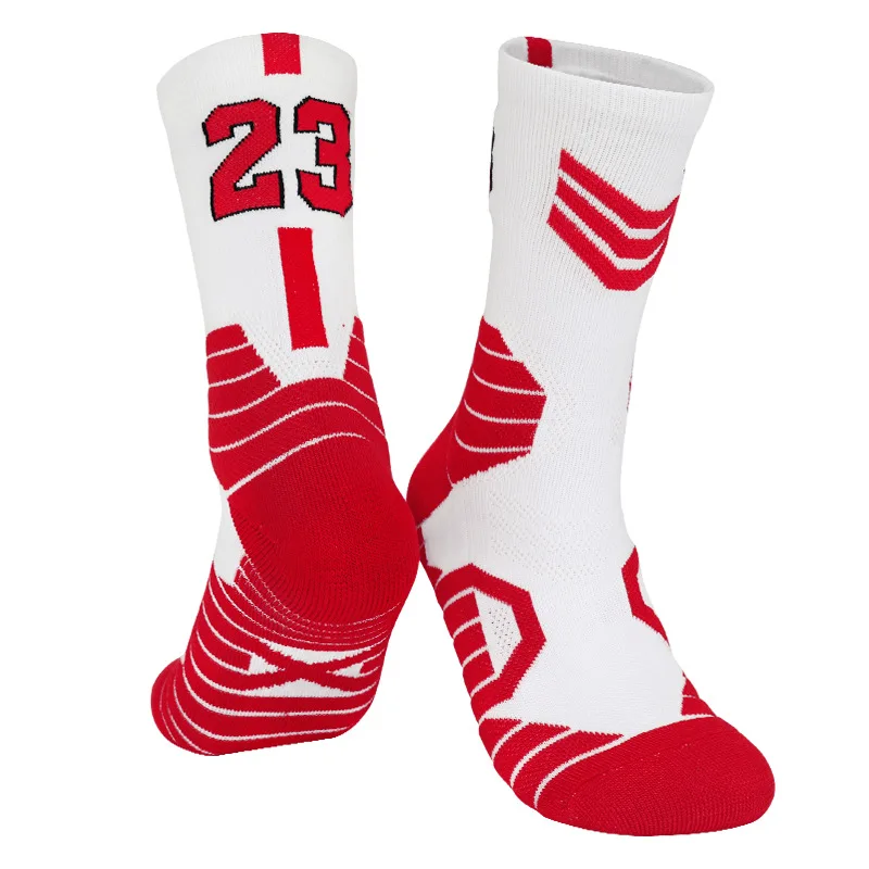 Unisex Basketball Socks Number Sports Socks Knee High Thickened Towel Bottom Cycling Running Child Adult Socks Men\'s