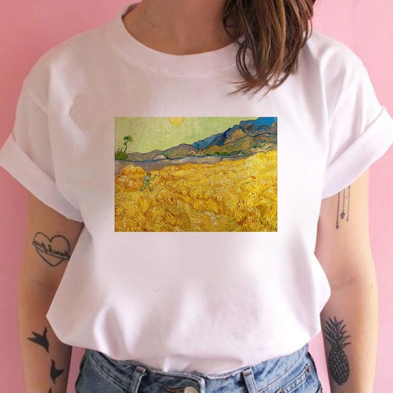 Fashion Women T Shirt Harajuku Van Gogh's paintings Tshirt 90s Painting Ulzzang Casual Tops Tees T-shirt Female Clothes
