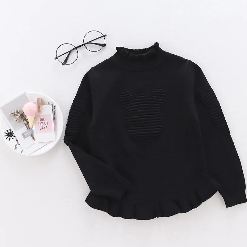 

Childrenswear 2019 New Style Children Cartoon Knitted Sweater Girls Versatile Crew Neck Pullover Baby Base Shirt