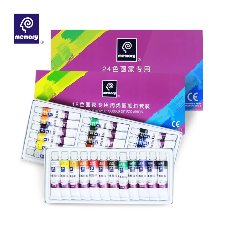 

24 Colors 12ML Tube Acrylic Paint set color Nail glass Art Painting paint for fabric Drawing Tools For Kids DIY Water-resistant