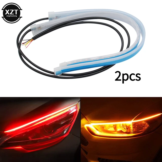 12V DRL LED Strip Turn Signal Light Yellow Bright Flexible Turn signal Light Daytime Running Light for Car Headlight 2pcs 6