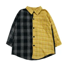Детские рубашки в клетку с длинными рукавами для девочек; милая однобортная блузка с пряжкой и отворотами; топы