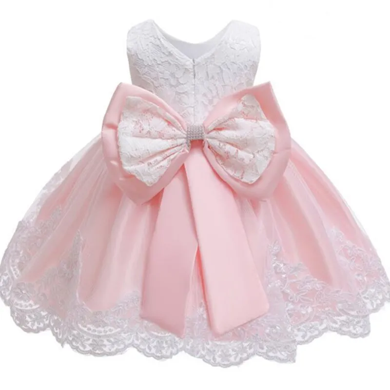 Летнее платье с большим бантом для маленьких девочек; кружевное платье-пачка для крещения; платья для девочек на день рождения, свадьбу; одежда для малышей