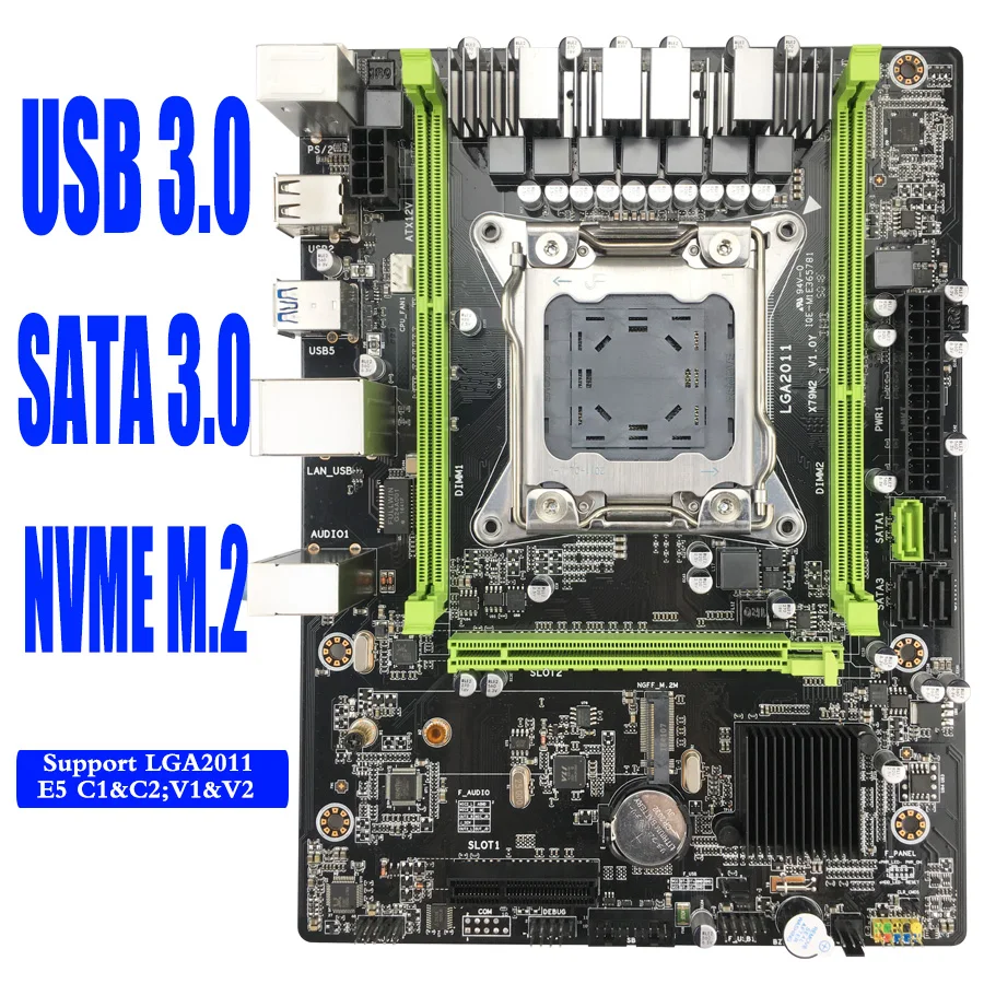 X79 M3 материнская плата LGA2011 блок питания ATX USB3.0 SATA3 PCI-E NVME M.2 SSD Поддержка ECC REG памяти и Ксеон E5 V1 V2 C1 C2processor