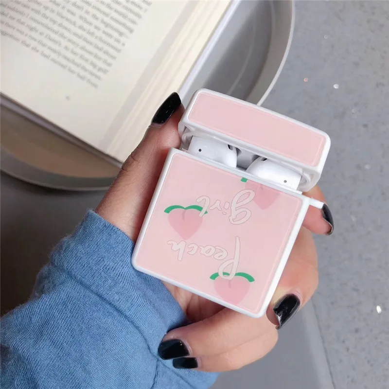 peach Модный чехол Avocado Cherry для Airpods 2 1 чехол для наушников чехол Funda для Airpods CoverCase Etui беспроводной чехол для наушников Coque - Цвет: peach