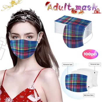 

100pcs Disposable Unisex Face Mask Printed Mascarillas Christmas Soft Masks For Adults 3-layer Breathable Protective Masks