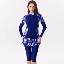 Купальный костюм размера плюс из двух частей, танкини, футболка с юбкой, купальник для женщин,, длинный рукав, костюм для серфинга, спортивные купальники