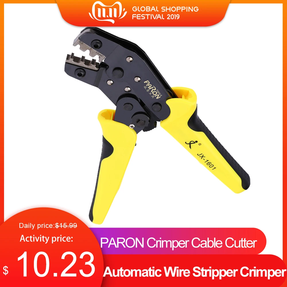 

PARON Crimper Cable Cutter Automatic Wire Crimper Stripper Engineering Wire Crimping Pliers JX-48B 3.96 - 6.3mm 26-16AWG Crimper