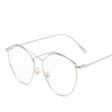 Унисекс многоугольные очки с большой оправой и крестиком, художественная Мода, анти-синий Ретро Плоский Зеркальный Повседневный простой классический синий светильник, очки