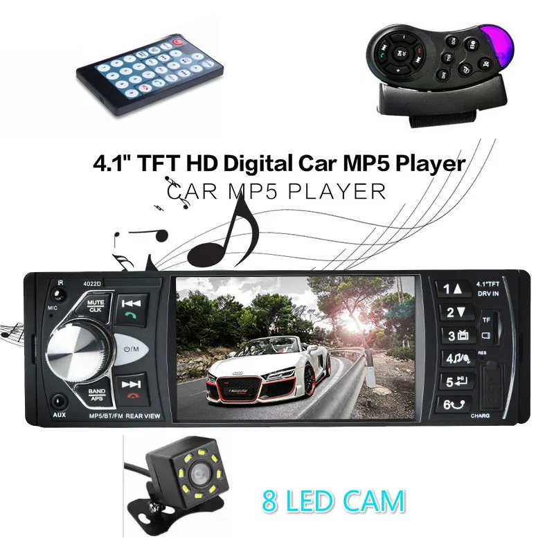 8 led cam Автомагнитола 1 Din " Touch 4022D Авторадио Стерео Bluetooth Мультимедиа MP5 плеер Авто Радио Аудио видео USB TF AUX Hands Free - Цвет: 8 led cam