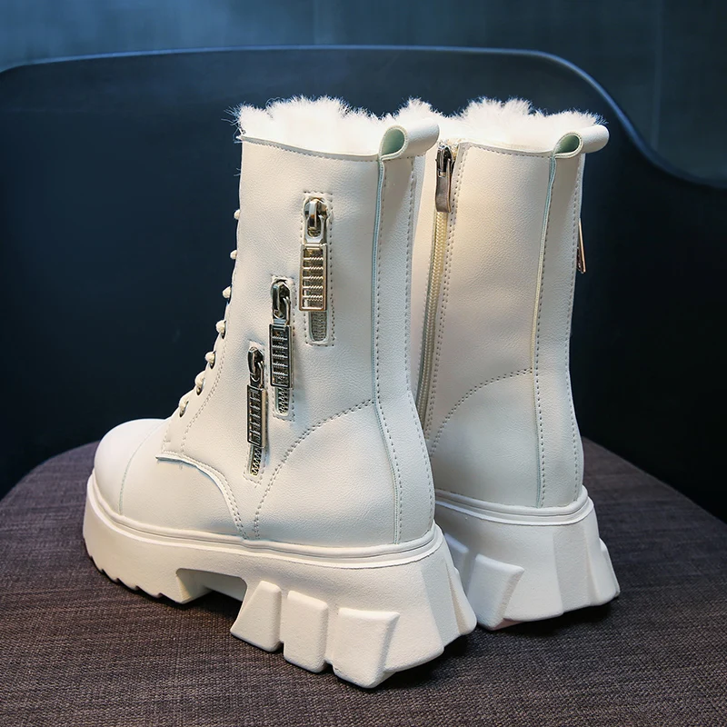 Goth Boots Female Women Shoes Platform Boots Thick Plush Winter Boots Women Internal Increase Booties Woman Ladies Ankle Boots