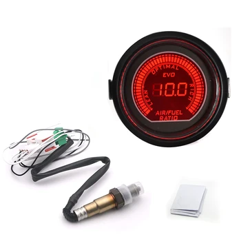 

52mm Air Fuel Ratio Gauge Blue/Red Dual Led Color Digital With Narrowband O2 Oxygen Sensor Car Gauge Fit for 12V Car