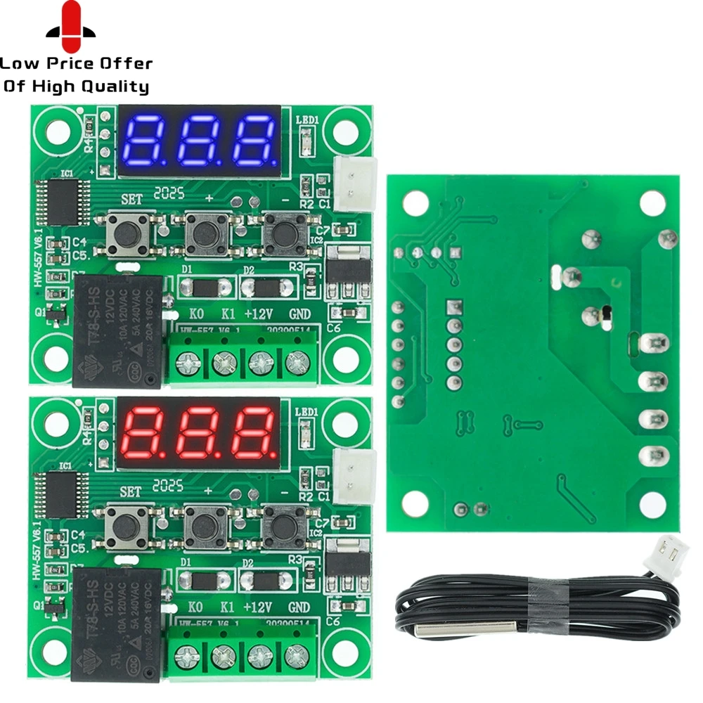 W1209 синий/красный светильник AC/DC 12V Температура отопления охлаждения Термостат