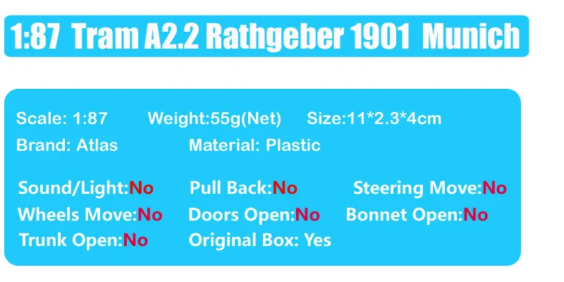 1: 87 весов Мини Винтаж A2.2 Rathgeber 1901 Германия Munich уличная машина трамвай автомобили литые игрушки модель автомобиля Миниатюрный Атлас подарки