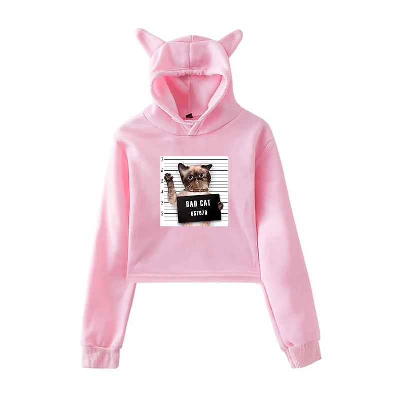 Bad Dog Bad Cat Print Hoodies Women Autumn Winter Warm Pullover Kleding Female Sweatshirts Sportwear Dropshipping Clothing Tops