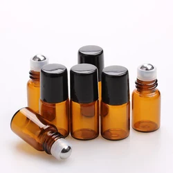 Essential Oil Roller Bottles - Portable Refillable Amber Glass Set (5 - Pack, Various Sizes) - 2ML
