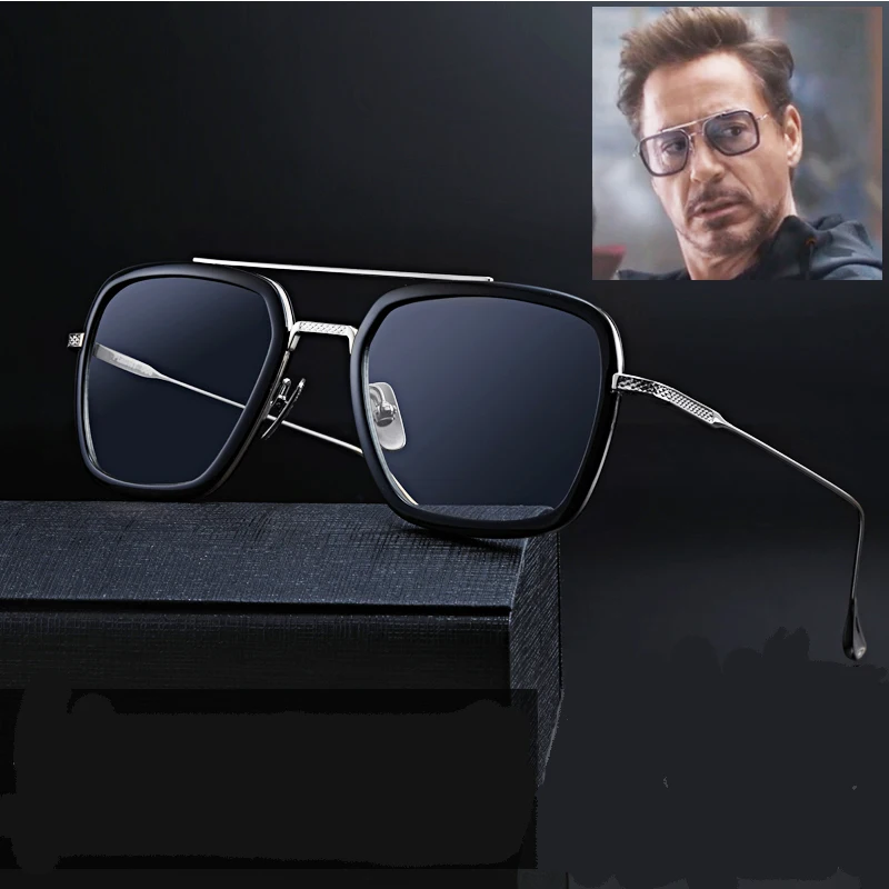 Очки тони старка Квадратное железо мужские солнцезащитные очки Flight 006 Gafas Tony Stark Rover Дауни Мстители анти-Синие лучи lentes Tony Stark zonnebril heren очки мужские