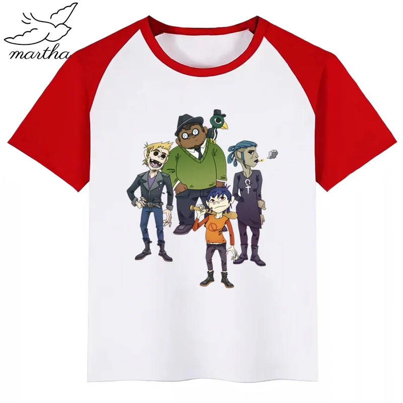 RedH Gorillaz/Милая Детская футболка с рок-лентой детская одежда с короткими рукавами вечерние футболки с забавными рисунками для мальчиков и девочек - Цвет: RedH