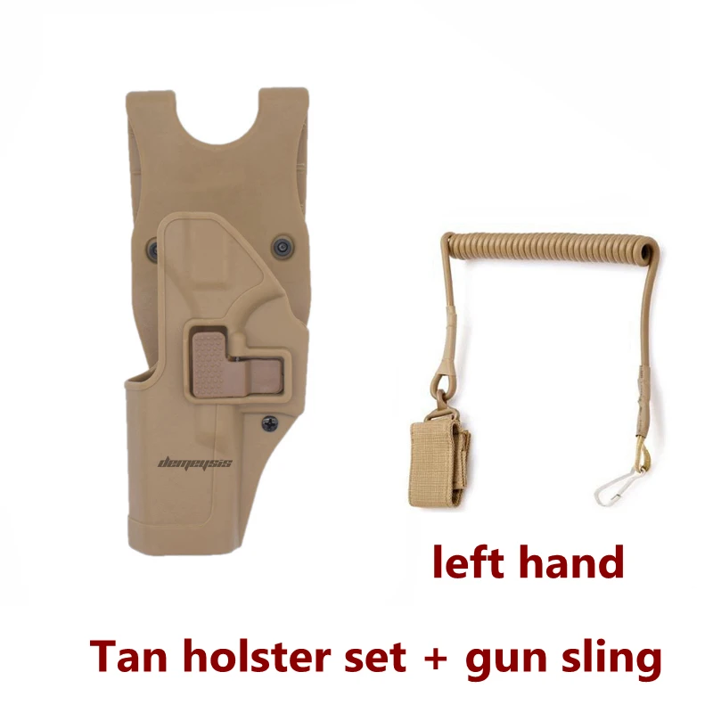 tan sling holster Левая рука Военная стрельба Талия кобура для охоты CS пояс кобуры тактический Глок кобура для Глок 17 19 22 23 31 32 - Цвет: tan sling holster