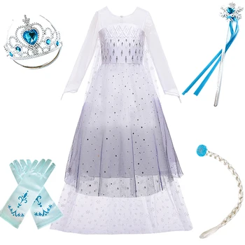 

Girls Princess Elsa Dress Kids Snow Queen 2 Fancy Disguise Children Carnival Cosplay Party Birthday Costume Halloween Clothes