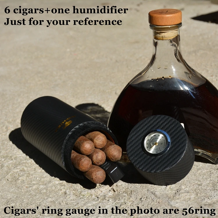 Чехол для сигар COHIBA, карбоновое волокно, дерево кедра с подкладкой, трубка, мини, для путешествий, Humidor, с увлажнителем для сигар, гигрометр для Cuba Habanos Cigar