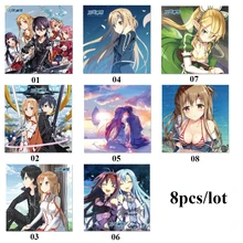 8 peças/lote de alta qualidade microfibra 150*150mm anime lente pano espada arte em linha óculos pano para tela do telefone