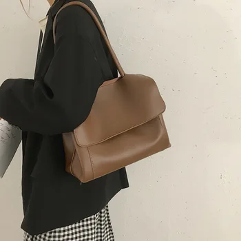 

Retro PU Leather Shoulder Bag for Women 2020 Luxury Design Casual Tote Bag Large Capacity Ladies Hand Bag ZD1955