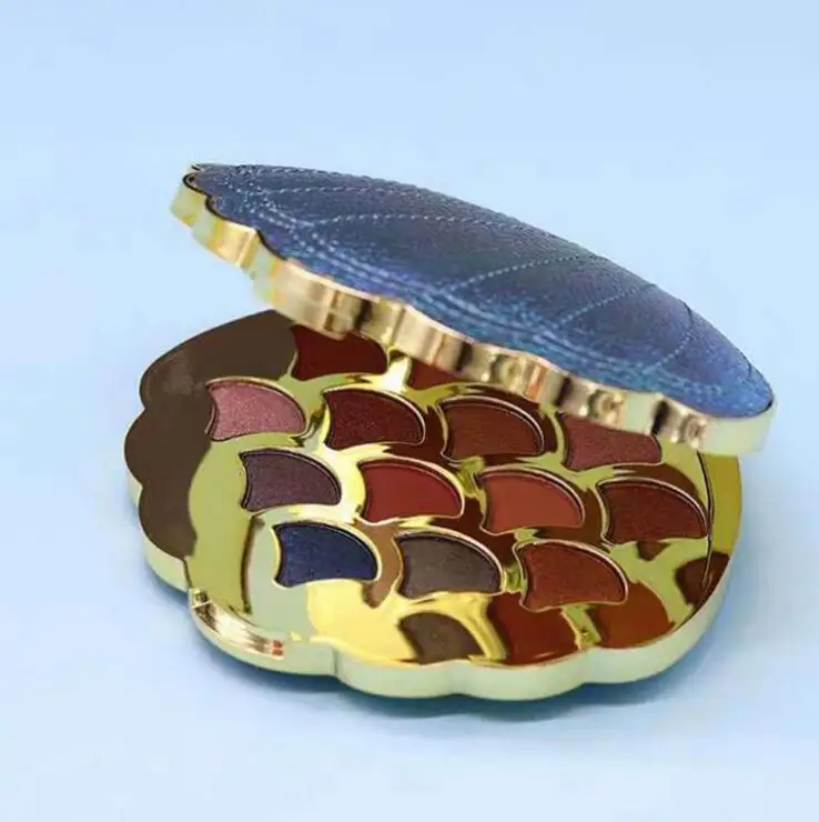 14 цветов Блеск Мерцающий матовый пигментный Алмазный Блеск Русалка тени для век блюдо оболочка тени для век Палитра с зеркалом - Цвет: SHELL