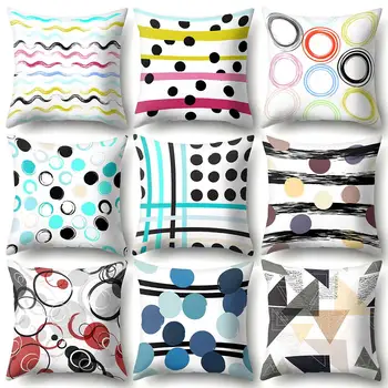

4Pcs Circle Wave Triangle Stripe Pattern Pillow Cover Cushion Case Home Decor