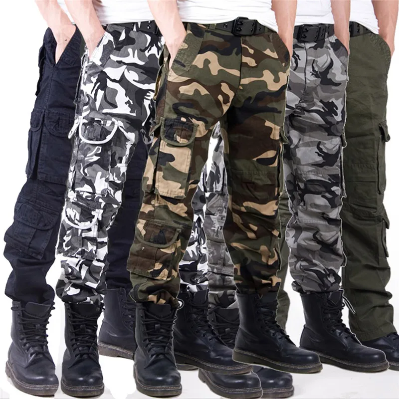 Men's Cargo Pant Baggy Casual Men Pant Multi Pocket Overall Male Outdoors Long Trouser Camouflage cargo pants military cargo pants men casual pants