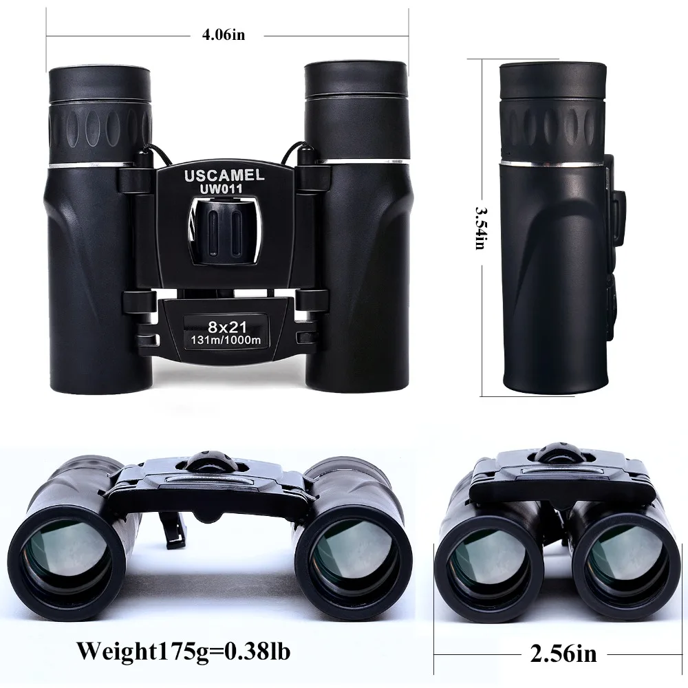 USCAMEL 8x21 HD компактный зум бинокль большой дальности 3000 м складной мини телескоп Bak4 для охоты и спорта на открытом воздухе камуфляж черный