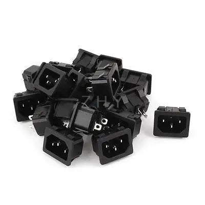 

22pcs IEC 60320 C14 Black Plastic Male Power Inlet Socket AC 250V 10A