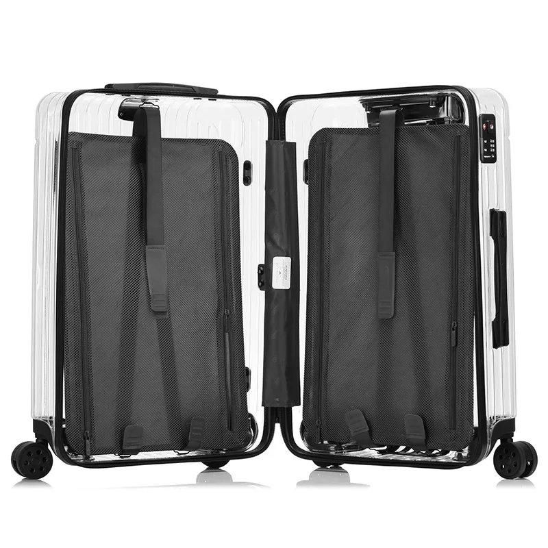 

20'' 24''inch Rolling Luggage Suitcases Travel Trolley Carry On Hand Cabin Case 4 Wheels Spinner Transparent Luggage With Lock