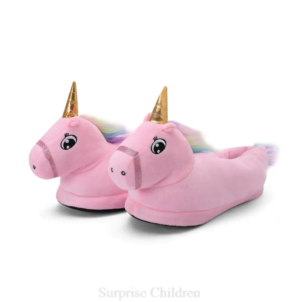 children's sandals Girl Rainbow Warm Slippers Cosplay Costume Matching Shoes Unicorn Warm Slippers For Children Funny Animal Tiger Bear Paw Shoes child shoes girl