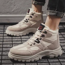 Мужские модные высокие кроссовки; коллекция года; повседневные кожаные дышащие бархатные удобные черные спортивные туфли; резиновая подошва