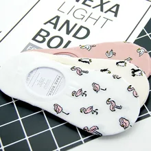 Носки с героями мультфильмов; Простые Женские лодочные носки с изображением фламинго и пингвина; Забавные милые уличные носки из хлопка; Kawaii; модная повседневная одежда; Wild Art Happy