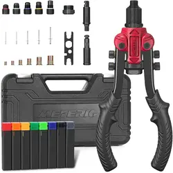 KIT de rivets et d'écrous 3 en 1, ensemble de pinces à rivets avec 6 mandrins métriques et SAE, étui de transport compris 