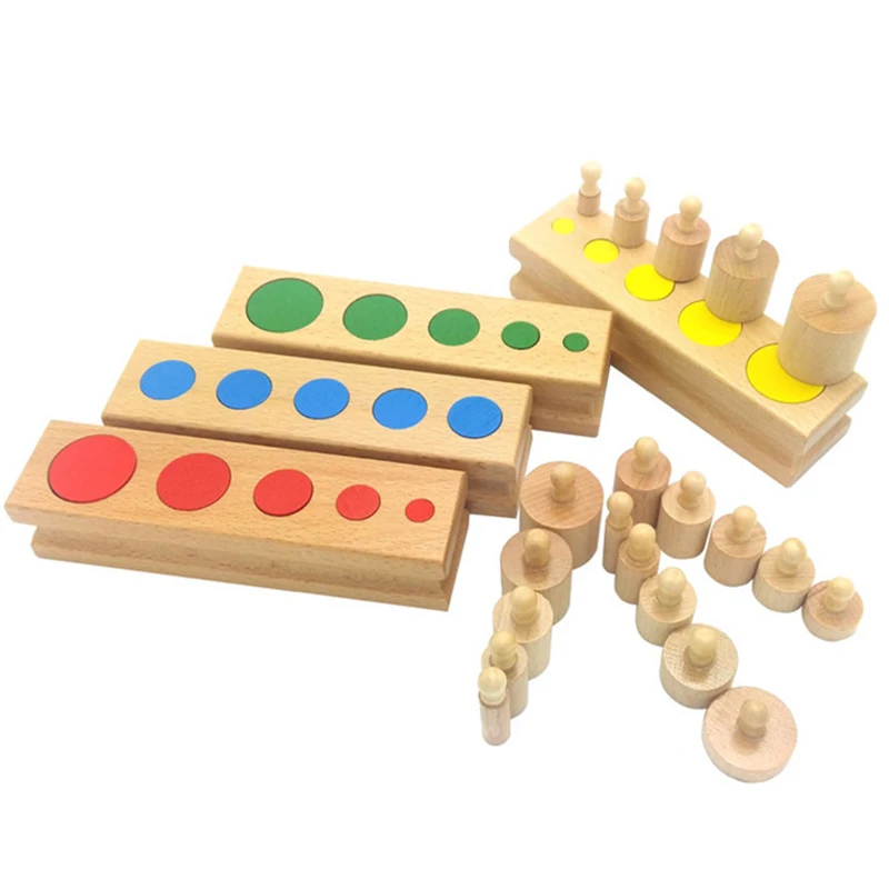 

Wooden toys Montessori Educational Cylinder Socket Colorful Blocks Toy Baby Development Practice and Senses Chinese warehouse