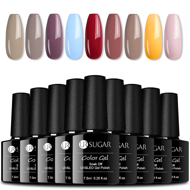 9pcs2 Ur Sugar 6/8 шт./лот наборы для гелевых ногтей Soak Off Гель лак для ногтей, длительного действия, UV светодиодный Гель-лак Блестящий цветной гель лак для ногтей маникюрный лак набор - Цвет: 9pcs2