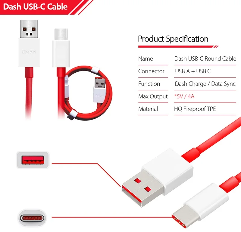 Оригинальное зарядное устройство ONEPLUS EU Dash 5 В/4A Snel opladen USB muur адаптер питания Platte Ronde kabel для Oneplus 3 3t 5 5 T 6 T