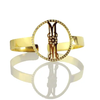

AILIN Personal Gold Color Monogram Bracelet With Mom's Birthstone Circle Monogram Name Bracelets Cut 3 Initials Bracelets