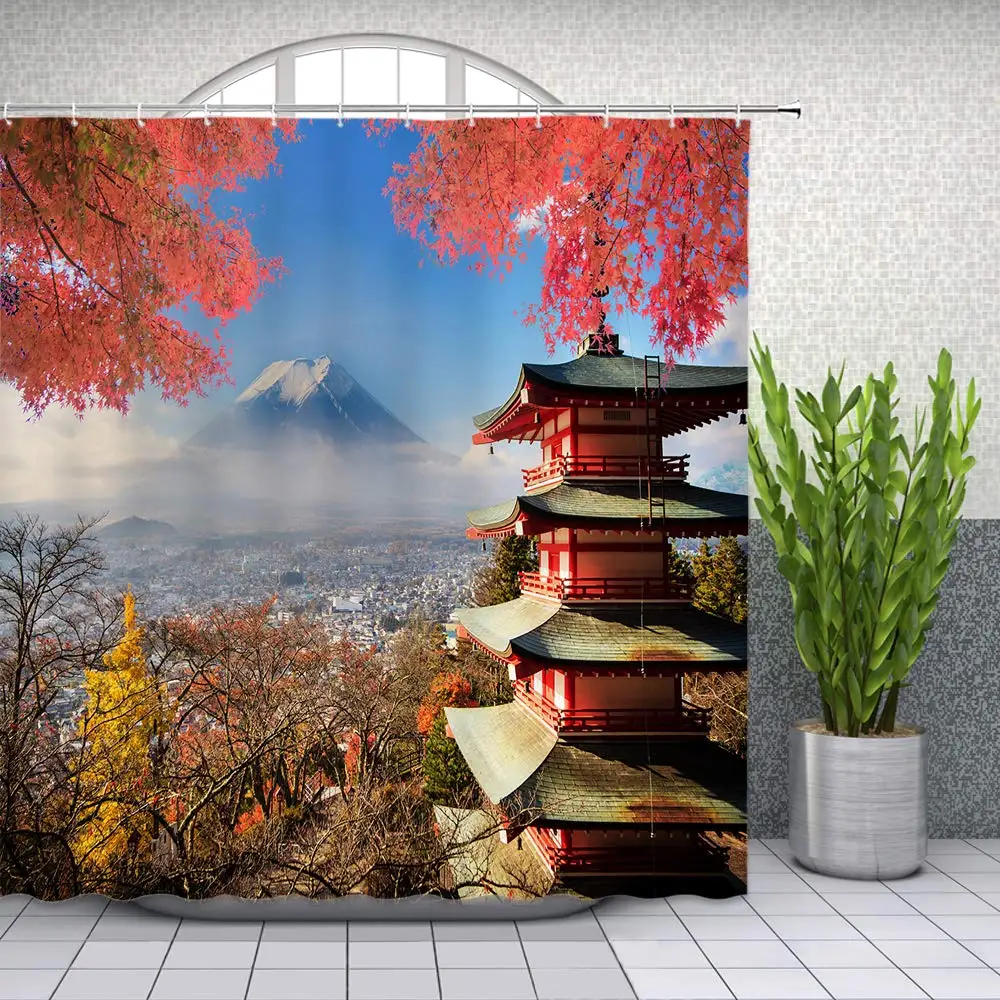 

Scenery Shower Curtain Beautiful Autumn Natural Landscape Bathroom Decor Background Waterproof and Polyester Fabric Home Bath