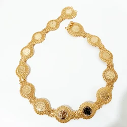 New Turkish Coin Waist Chain Ottoman Head Gilded Belt Broken Arab Muslim Women Waist Chain Long Linked Body Chain