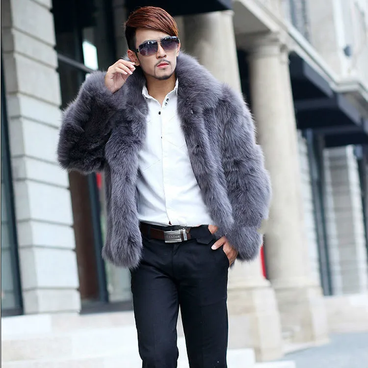 

Faux Fox Fur Coat Men Clothes 2020 Winter Jacket Men Coats Fashion Streetwear Furry Mens Fur Jacket Manteau Homme KJ974