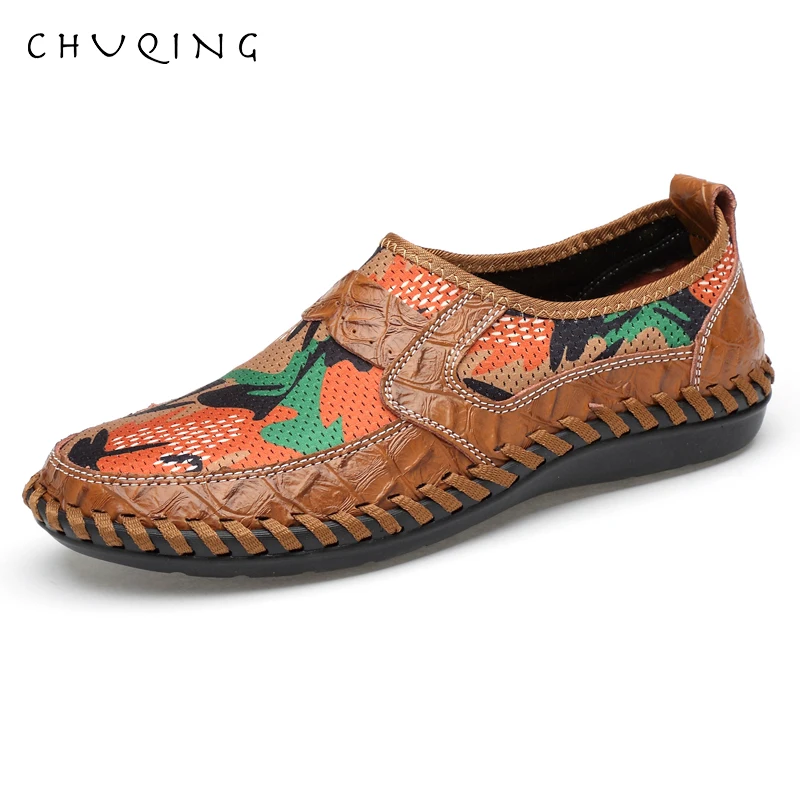

CHUQING 2019 Spring Leather Mens Casual Shoes Sneakers Men Loafers Ultralight Breathable